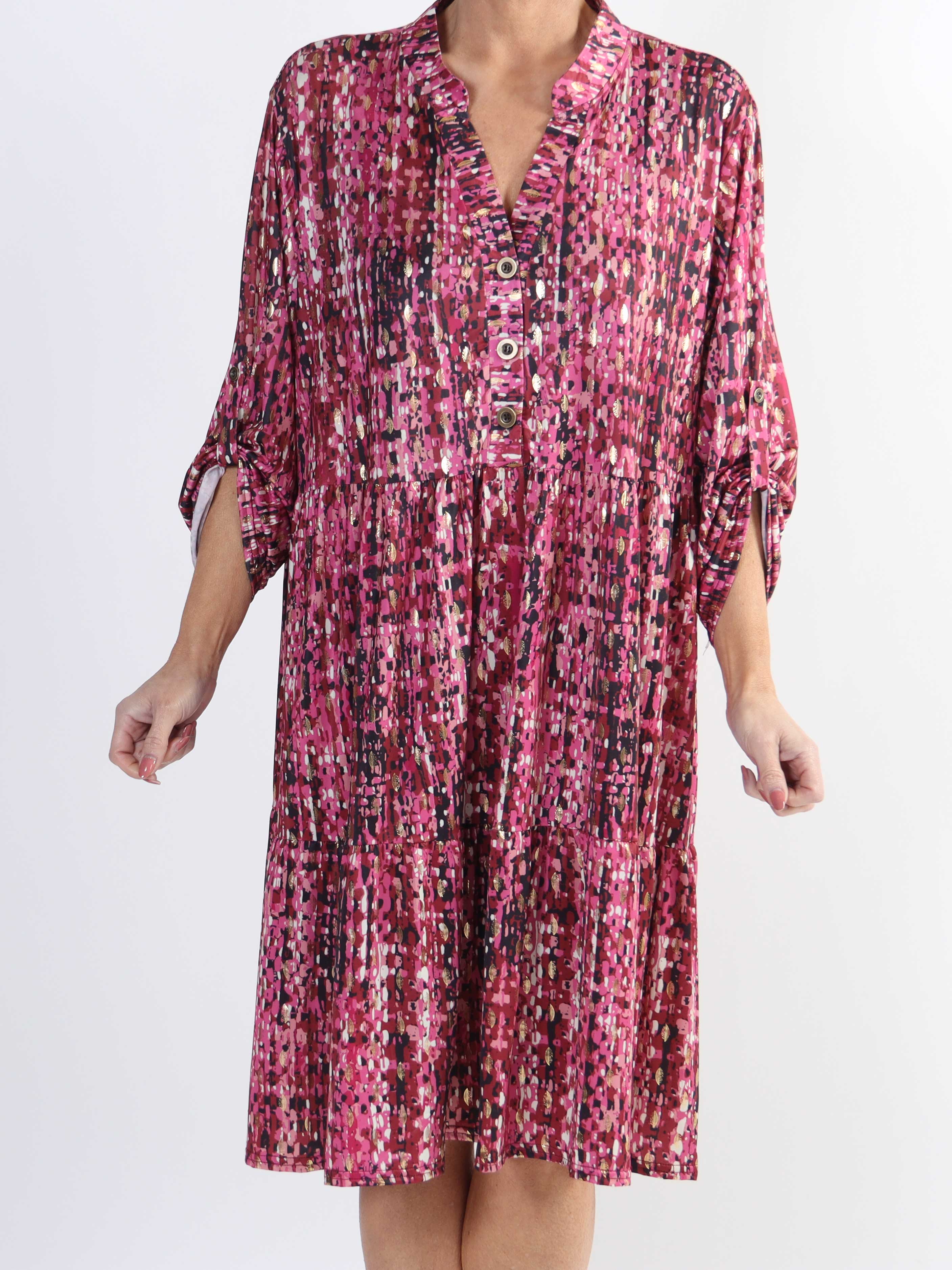 Milano Pattern Midi - Mönstrad plus size klänning med lager på lager look